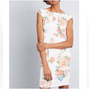 ModCloth Elegant Reflections Ivory Floral Dress  Small
